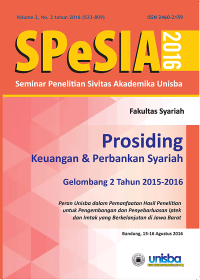 Image of Prosiding Keuangan & Perbankan Syariah (Agustus 2016) Gelombang 2 Tahun 2015-2016 : Peran Unisba dalam Pemanfaatan Hasil Penelitian untuk Pengembangan dan Penyebarluasan Iptek dan Imtak yang Berkelanjutan di Jawa Barat 
SPeSIA 2016