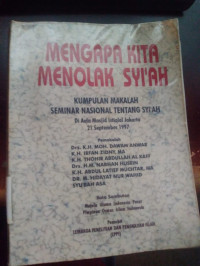 Mengapa kita menolak Syi'ah